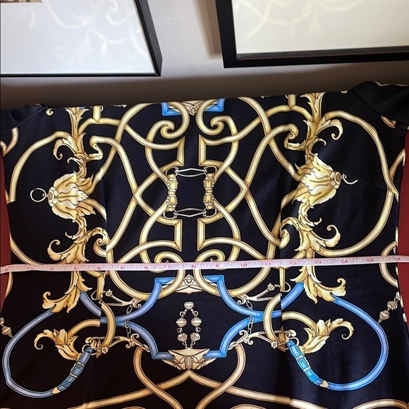 J. McLaughlin Gold and Blue Embellished Mid-Sleeve Midi Dress - Picture 4 of 14